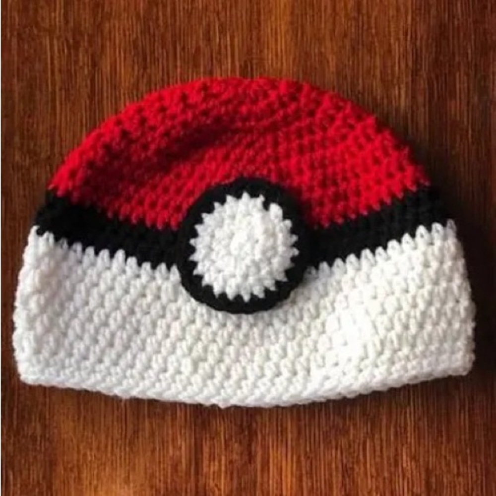 Red and White Knitted Beanie Hat